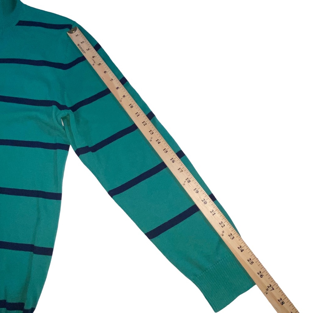Old Navy 1/4 Zip Green Striped Mock Neck Lightweight Sweater - Men’s Large - Picture 5 of 12